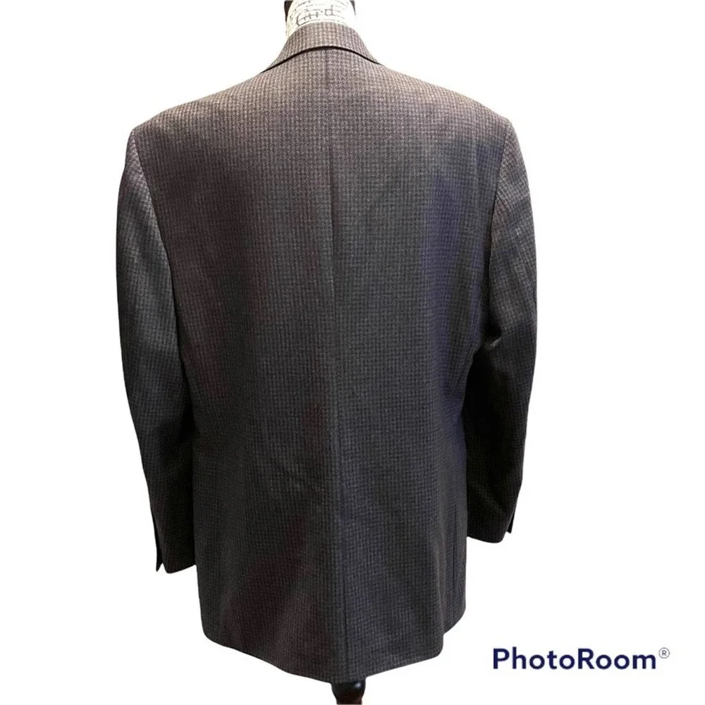 Oscar de la Renta Suit Jacket Blazer Sport Coat Gray Blue 42R Workwear